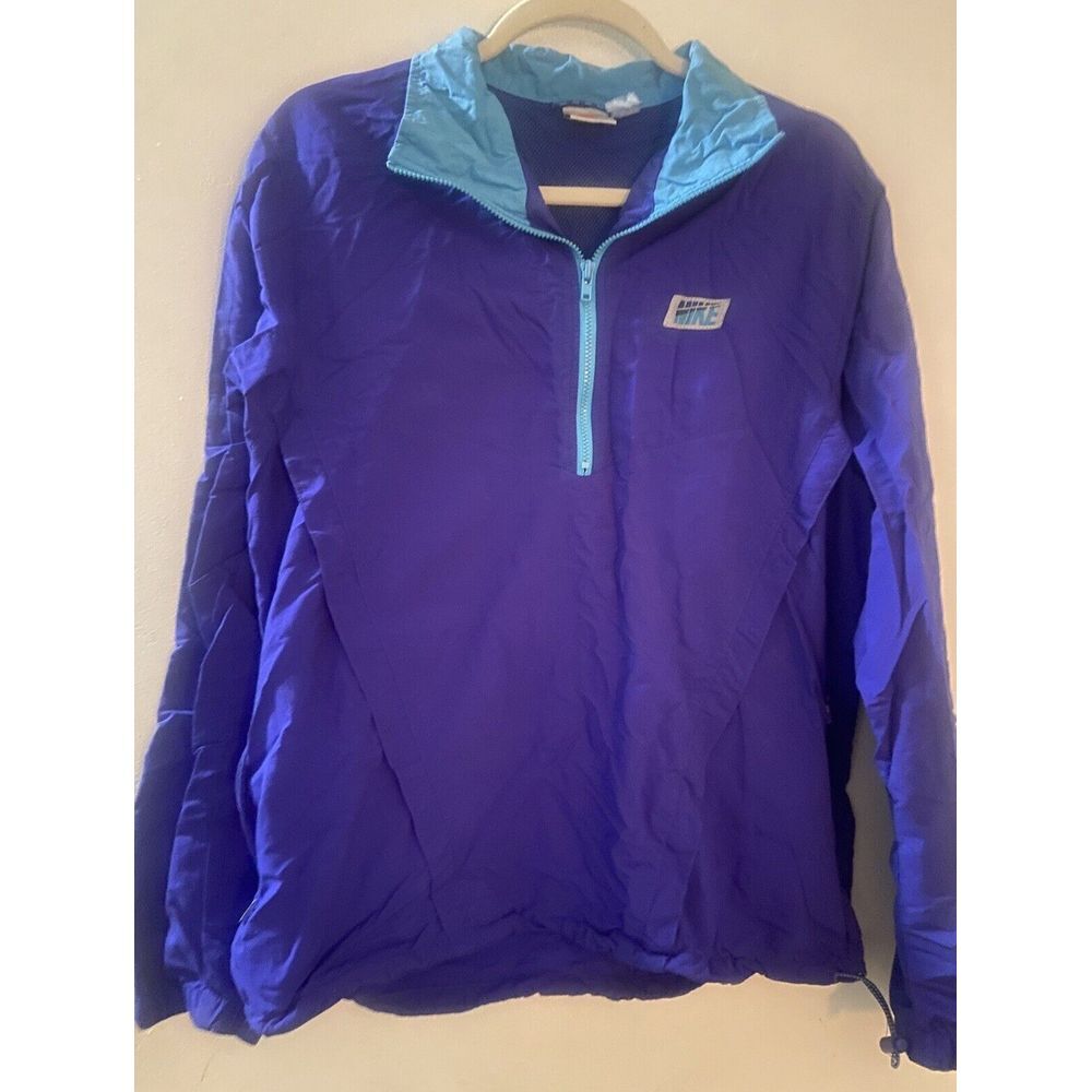 Vintage Nike Jacket Windbreaker Embroidered Patch Logo Full Zip Mens Large Blue - Picture 1 of 2